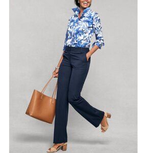 Talbots Newport Pants Women's Blue Trouser Stretch Classic Shaping Sz 14 NEW